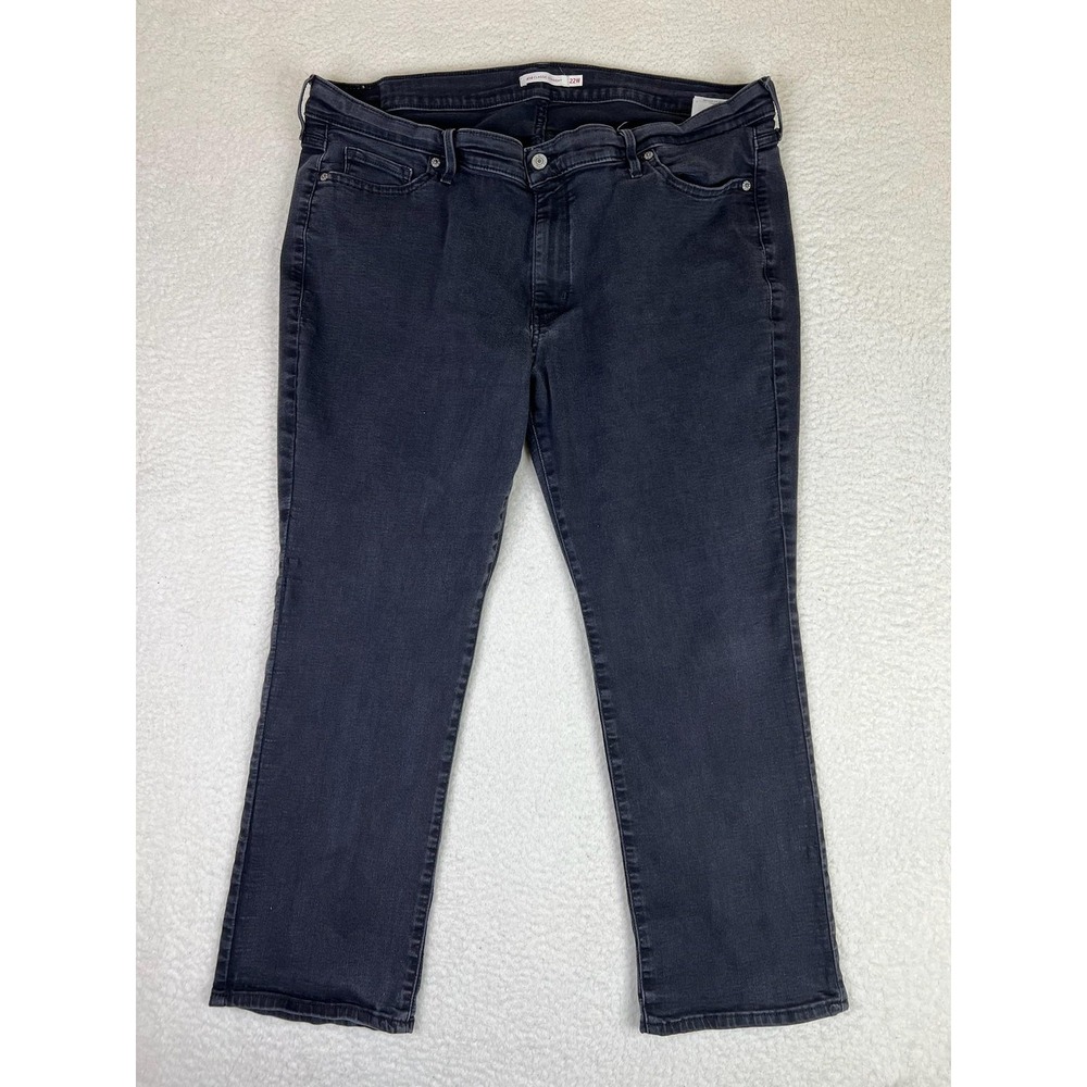 Levis 414‎ Classic Straight Jeans Womens 22W Charcoal High Rise Stretch 44x28.5